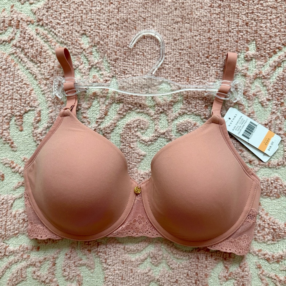 Natori FRose Lace Trim Bra 32DD 32E